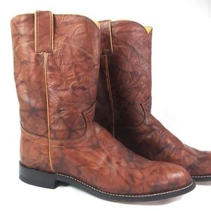 SOLD - JUSTIN Roper Cowboy Boots Leather Marbled